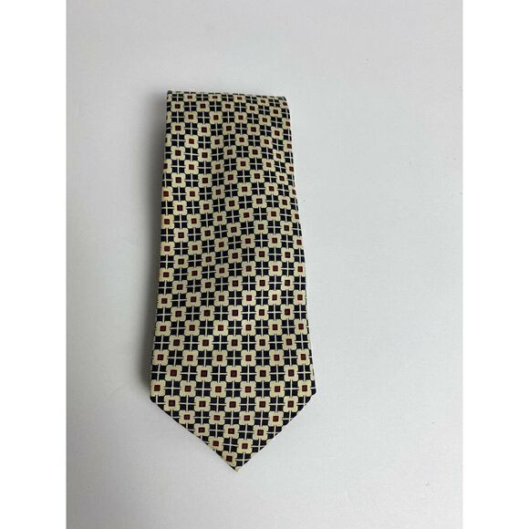 Polo Ralph Lauren Other - Polo Ralph Lauren Tie Yellow Blue Check Boxes Geometric 100% Silk Logo Classic